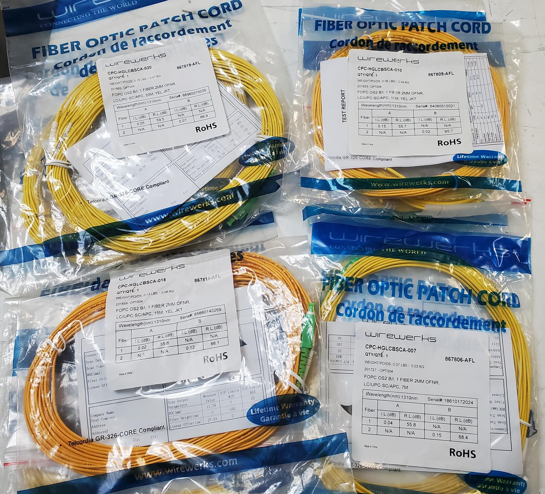 AccuSource LC SC patchcord Mixed lot for sale
